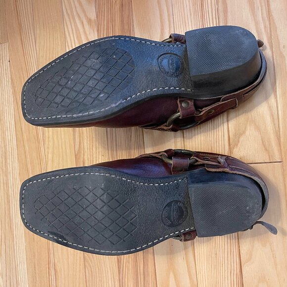 Women's Frye Belted Harness Mule 7.5 M Clog Booties Brown Motorcycle - Picture 10 of 12